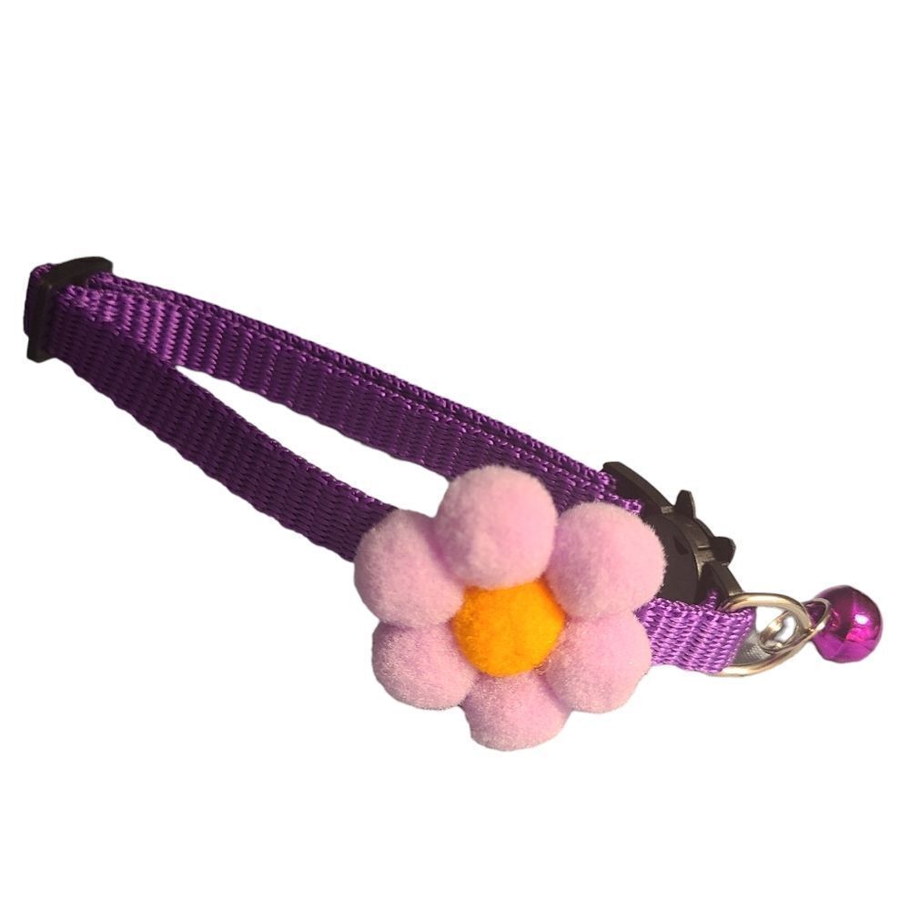 Breakaway Collar For Cats And Tiny Dogs Purple Poufball One Size‎ New